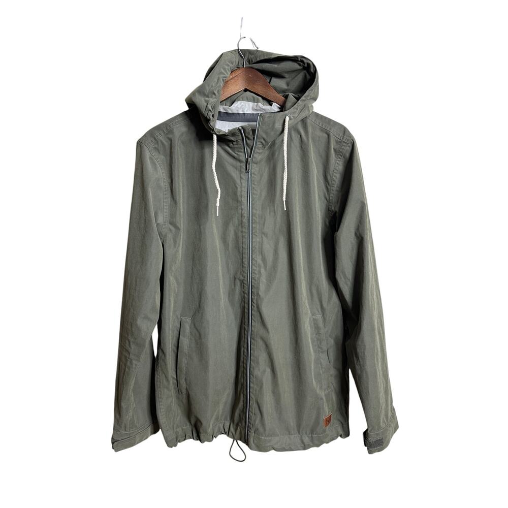 Marine Layer Hooded Windbreaker Jacket Olive Green Full Zip Lightweight Nylon M